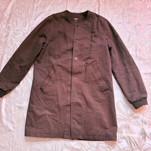 THING THING Black Cotton Collarless Button-Up Coat - Men's Medium